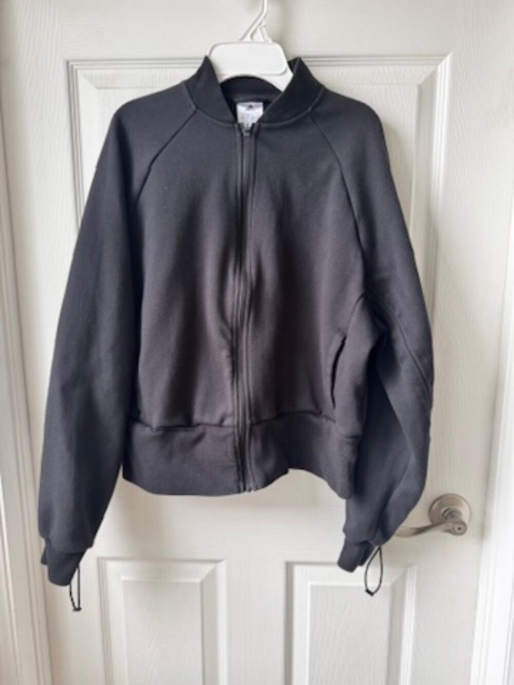 Adidas Women's Jersy/sweat Zip up Jacket with Floral Logo and Drawstring Sleeves